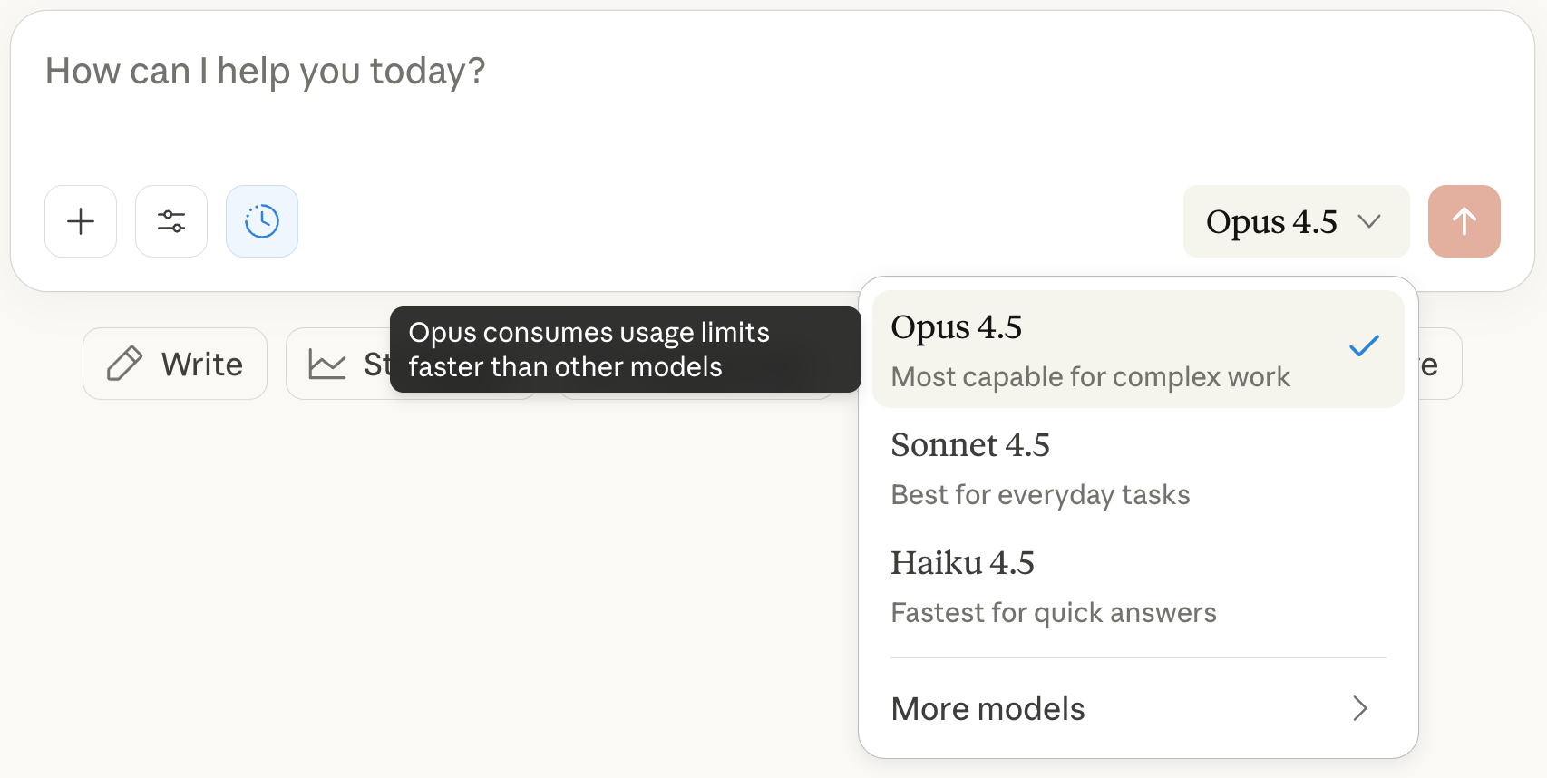 Select Opus 4.5 model